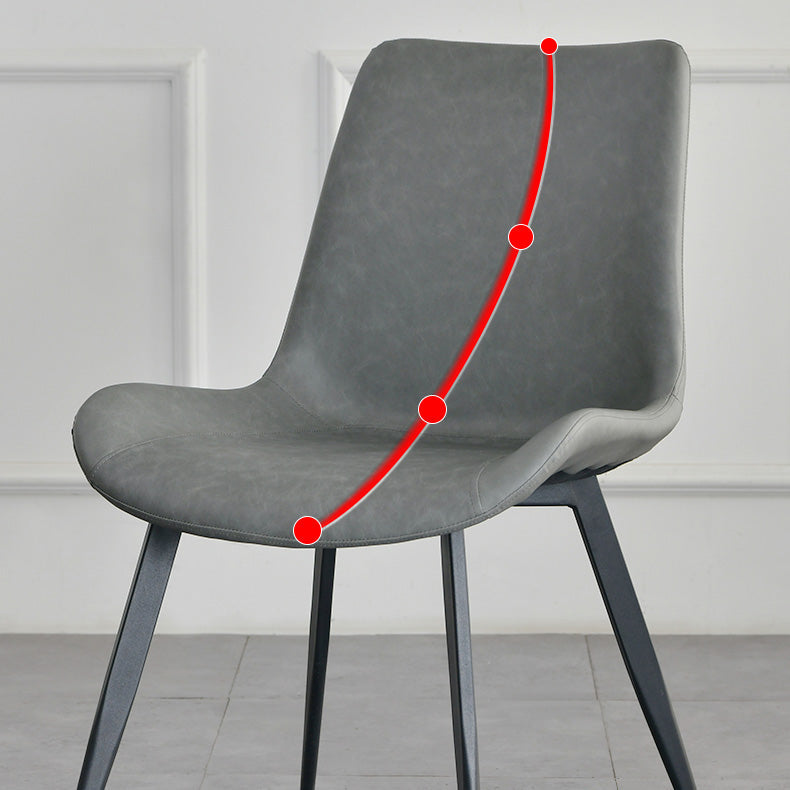 Contemporary Style Faux Leather Dining Chairs with 4 Black Finish Legs Armless Chairs Clearhalo ' kitchen&dining_furn' 'Dining Chairs' 'Dining Tables & Seating' 'dining_chair' 'furn' 'furn_dining_chair' 'Furniture' 'furniture_dining_chair' 'Kitchen & Dining Furniture' 'kitchen' 3702666