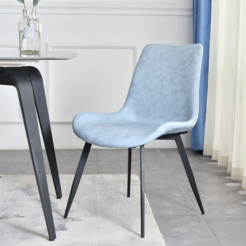 Contemporary Style Faux Leather Dining Chairs with 4 Black Finish Legs Armless Chairs Clearhalo ' kitchen&dining_furn' 'Dining Chairs' 'Dining Tables & Seating' 'dining_chair' 'furn' 'furn_dining_chair' 'Furniture' 'furniture_dining_chair' 'Kitchen & Dining Furniture' 'kitchen' 3702669