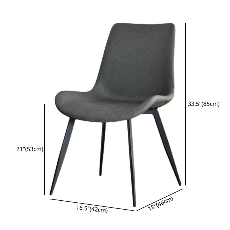 Contemporary Style Faux Leather Dining Chairs with 4 Black Finish Legs Armless Chairs Clearhalo ' kitchen&dining_furn' 'Dining Chairs' 'Dining Tables & Seating' 'dining_chair' 'furn' 'furn_dining_chair' 'Furniture' 'furniture_dining_chair' 'Kitchen & Dining Furniture' 'kitchen' 3702671