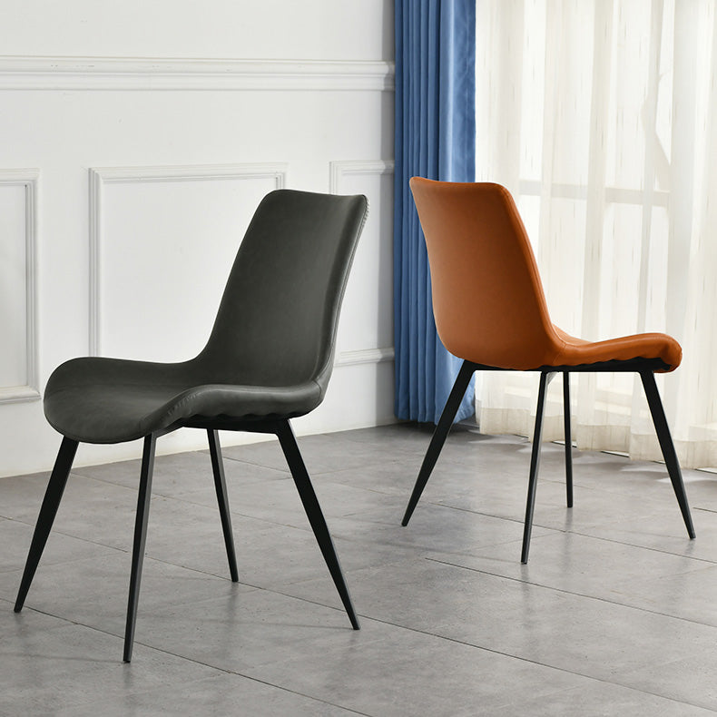 Contemporary Style Faux Leather Dining Chairs with 4 Black Finish Legs Armless Chairs Clearhalo ' kitchen&dining_furn' 'Dining Chairs' 'Dining Tables & Seating' 'dining_chair' 'furn' 'furn_dining_chair' 'Furniture' 'furniture_dining_chair' 'Kitchen & Dining Furniture' 'kitchen' 3702673