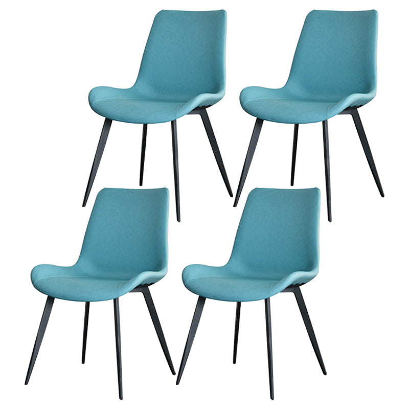 Contemporary Style Faux Leather Dining Chairs with 4 Black Finish Legs Armless Chairs Blue 4 Piece Set Clearhalo ' kitchen&dining_furn' 'Dining Chairs' 'Dining Tables & Seating' 'dining_chair' 'furn' 'furn_dining_chair' 'Furniture' 'furniture_dining_chair' 'Kitchen & Dining Furniture' 'kitchen' 3702678