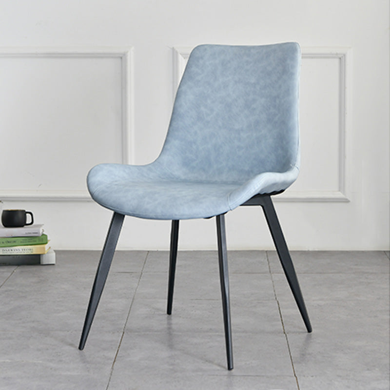 Contemporary Style Faux Leather Dining Chairs with 4 Black Finish Legs Armless Chairs Light Blue 1 Piece Clearhalo ' kitchen&dining_furn' 'Dining Chairs' 'Dining Tables & Seating' 'dining_chair' 'furn' 'furn_dining_chair' 'Furniture' 'furniture_dining_chair' 'Kitchen & Dining Furniture' 'kitchen' 3702679