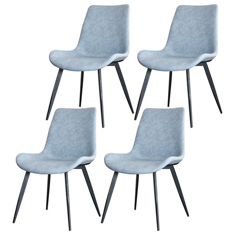 Contemporary Style Faux Leather Dining Chairs with 4 Black Finish Legs Armless Chairs Light Blue 4 Piece Set Clearhalo ' kitchen&dining_furn' 'Dining Chairs' 'Dining Tables & Seating' 'dining_chair' 'furn' 'furn_dining_chair' 'Furniture' 'furniture_dining_chair' 'Kitchen & Dining Furniture' 'kitchen' 3702681