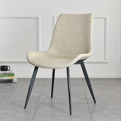 Contemporary Style Faux Leather Dining Chairs with 4 Black Finish Legs Armless Chairs Beige 1 Piece Clearhalo ' kitchen&dining_furn' 'Dining Chairs' 'Dining Tables & Seating' 'dining_chair' 'furn' 'furn_dining_chair' 'Furniture' 'furniture_dining_chair' 'Kitchen & Dining Furniture' 'kitchen' 3702682