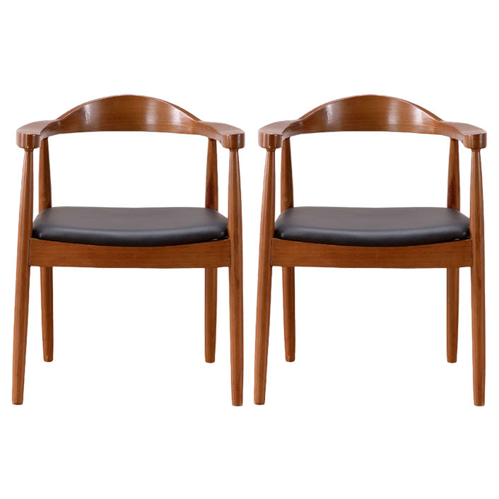 Scandinavian Style Wood Dining Chair Home Open Back Dining Side Chair with Arm Red Brown 2 Piece Set Clearhalo ' kitchen&dining_furn' 'Dining Chairs' 'Dining Tables & Seating' 'dining_chair' 'furn' 'furn_dining_chair' 'Furniture' 'furniture_dining_chair' 'Kitchen & Dining Furniture' 'kitchen' 3702697