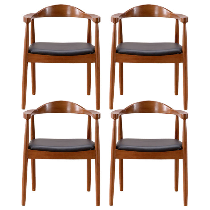 Scandinavian Style Wood Dining Chair Home Open Back Dining Side Chair with Arm Red Brown 4 Piece Set Clearhalo ' kitchen&dining_furn' 'Dining Chairs' 'Dining Tables & Seating' 'dining_chair' 'furn' 'furn_dining_chair' 'Furniture' 'furniture_dining_chair' 'Kitchen & Dining Furniture' 'kitchen' 3702698