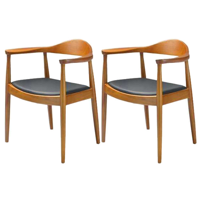 Scandinavian Style Wood Dining Chair Home Open Back Dining Side Chair with Arm Light Wood 2 Piece Set Clearhalo ' kitchen&dining_furn' 'Dining Chairs' 'Dining Tables & Seating' 'dining_chair' 'furn' 'furn_dining_chair' 'Furniture' 'furniture_dining_chair' 'Kitchen & Dining Furniture' 'kitchen' 3702701