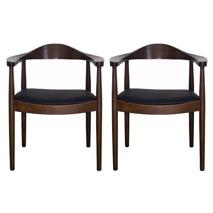 Scandinavian Style Wood Dining Chair Home Open Back Dining Side Chair with Arm Dark Brown 2 Piece Set Clearhalo ' kitchen&dining_furn' 'Dining Chairs' 'Dining Tables & Seating' 'dining_chair' 'furn' 'furn_dining_chair' 'Furniture' 'furniture_dining_chair' 'Kitchen & Dining Furniture' 'kitchen' 3702704