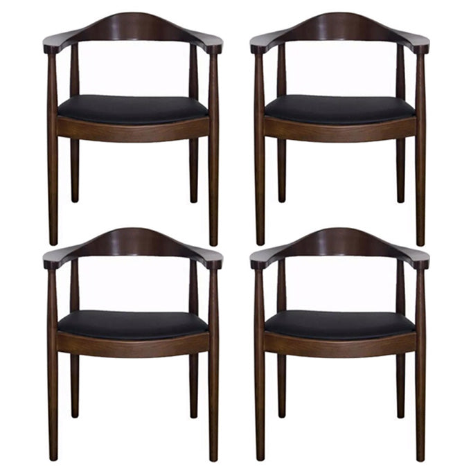 Scandinavian Style Wood Dining Chair Home Open Back Dining Side Chair with Arm Dark Brown 4 Piece Set Clearhalo ' kitchen&dining_furn' 'Dining Chairs' 'Dining Tables & Seating' 'dining_chair' 'furn' 'furn_dining_chair' 'Furniture' 'furniture_dining_chair' 'Kitchen & Dining Furniture' 'kitchen' 3702705