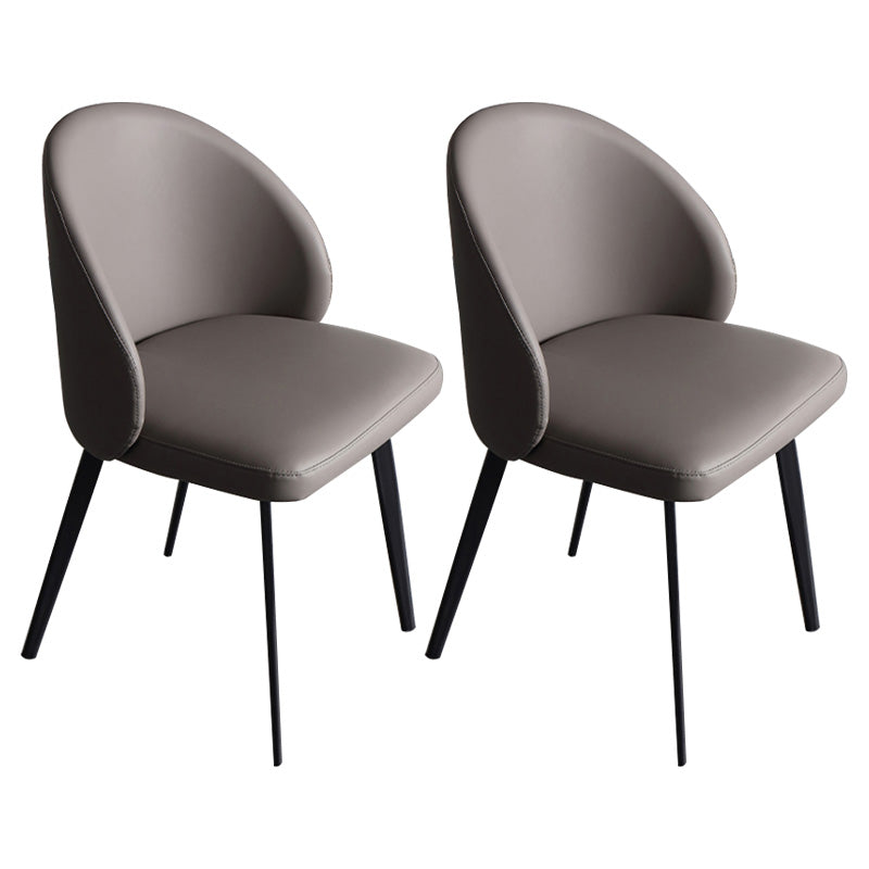 Minimalist Style Faux Leather Side Chair Upholstered Armless Dining Chairs for Home Grey 2 Piece Set Clearhalo ' kitchen&dining_furn' 'Dining Chairs' 'Dining Tables & Seating' 'dining_chair' 'furn' 'furn_dining_chair' 'Furniture' 'furniture_dining_chair' 'Kitchen & Dining Furniture' 'kitchen' 3702734