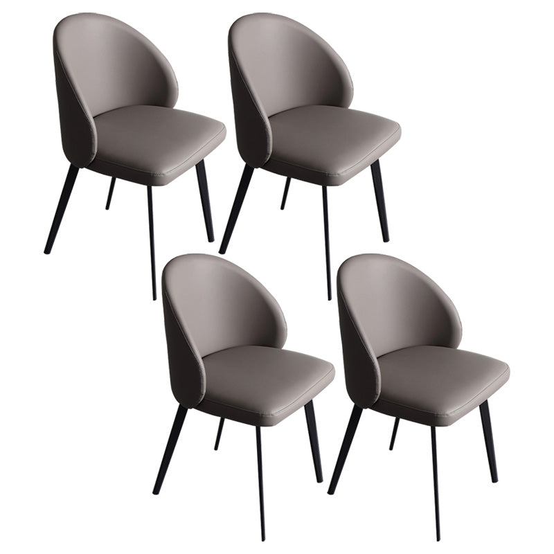 Minimalist Style Faux Leather Side Chair Upholstered Armless Dining Chairs for Home Grey 4 Piece Set Clearhalo ' kitchen&dining_furn' 'Dining Chairs' 'Dining Tables & Seating' 'dining_chair' 'furn' 'furn_dining_chair' 'Furniture' 'furniture_dining_chair' 'Kitchen & Dining Furniture' 'kitchen' 3702736