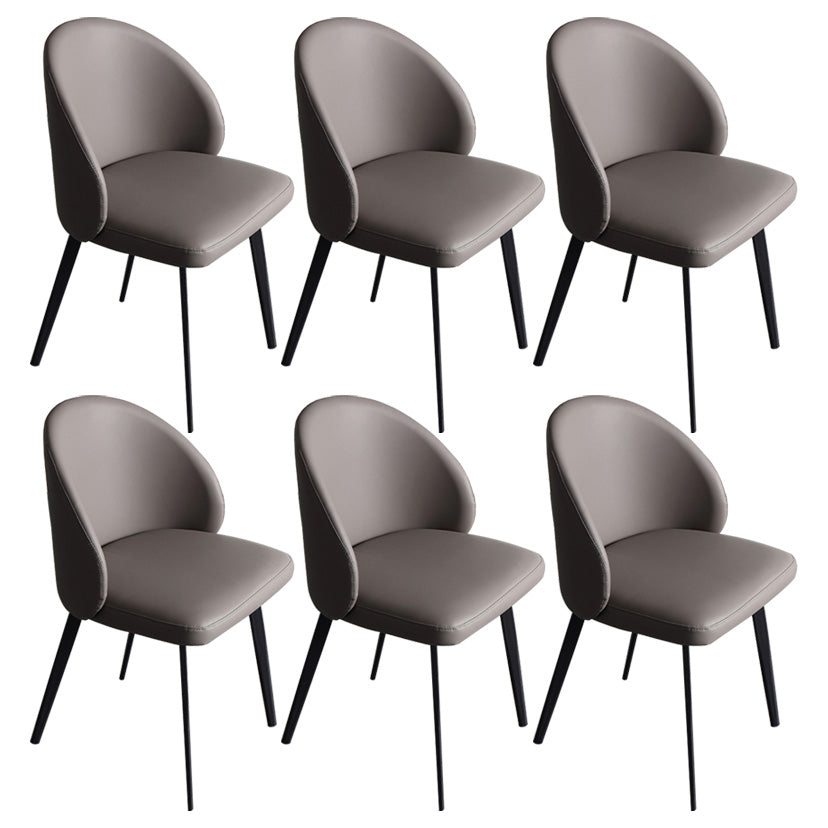 Minimalist Style Faux Leather Side Chair Upholstered Armless Dining Chairs for Home Grey 6 Piece Set Clearhalo ' kitchen&dining_furn' 'Dining Chairs' 'Dining Tables & Seating' 'dining_chair' 'furn' 'furn_dining_chair' 'Furniture' 'furniture_dining_chair' 'Kitchen & Dining Furniture' 'kitchen' 3702737