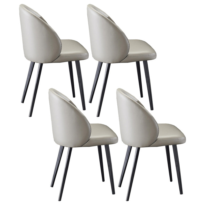 Minimalist Style Faux Leather Side Chair Upholstered Armless Dining Chairs for Home White 4 Piece Set Clearhalo ' kitchen&dining_furn' 'Dining Chairs' 'Dining Tables & Seating' 'dining_chair' 'furn' 'furn_dining_chair' 'Furniture' 'furniture_dining_chair' 'Kitchen & Dining Furniture' 'kitchen' 3702741