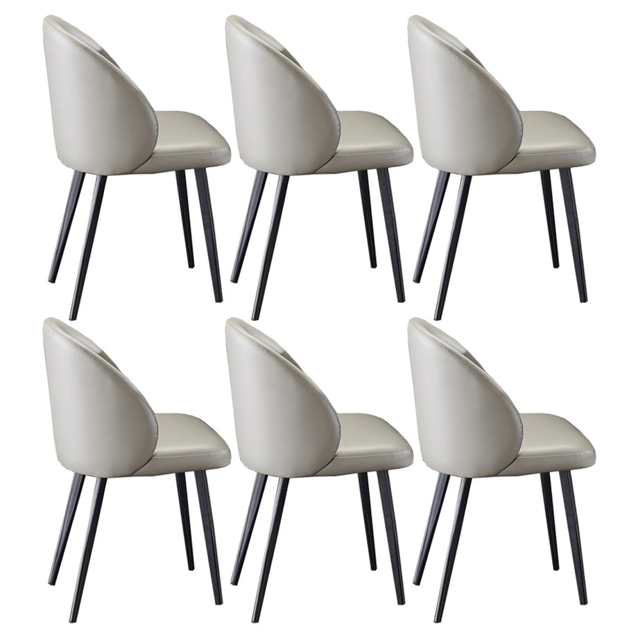 Minimalist Style Faux Leather Side Chair Upholstered Armless Dining Chairs for Home White 6 Piece Set Clearhalo ' kitchen&dining_furn' 'Dining Chairs' 'Dining Tables & Seating' 'dining_chair' 'furn' 'furn_dining_chair' 'Furniture' 'furniture_dining_chair' 'Kitchen & Dining Furniture' 'kitchen' 3702743