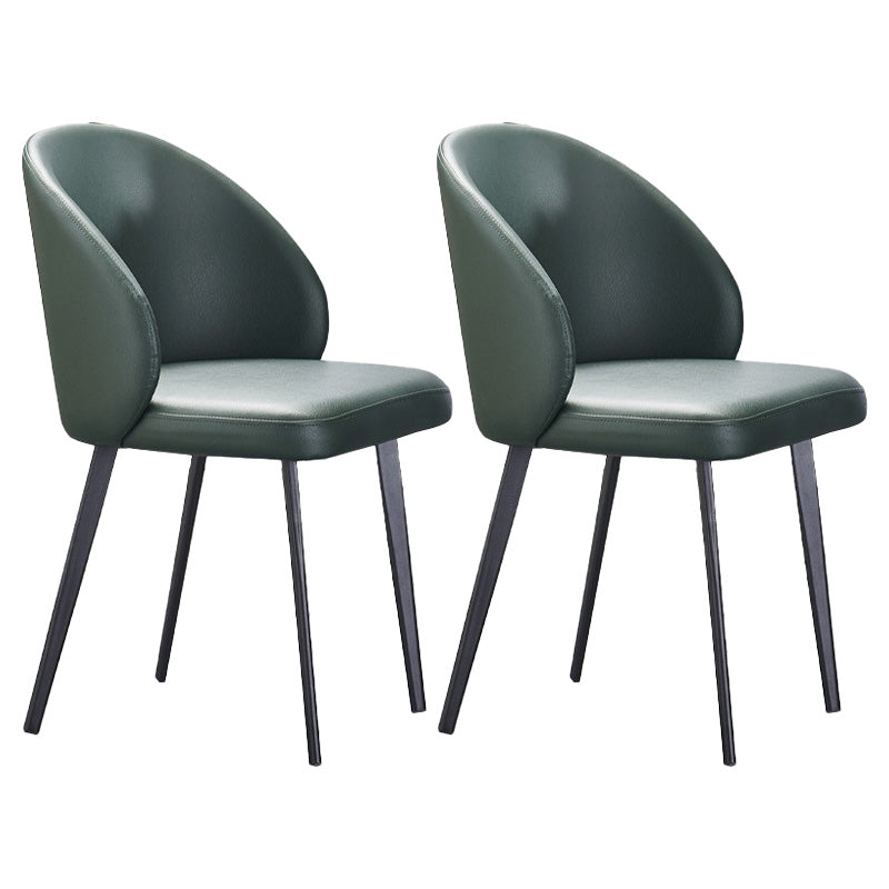 Minimalist Style Faux Leather Side Chair Upholstered Armless Dining Chairs for Home Green 2 Piece Set Clearhalo ' kitchen&dining_furn' 'Dining Chairs' 'Dining Tables & Seating' 'dining_chair' 'furn' 'furn_dining_chair' 'Furniture' 'furniture_dining_chair' 'Kitchen & Dining Furniture' 'kitchen' 3702745