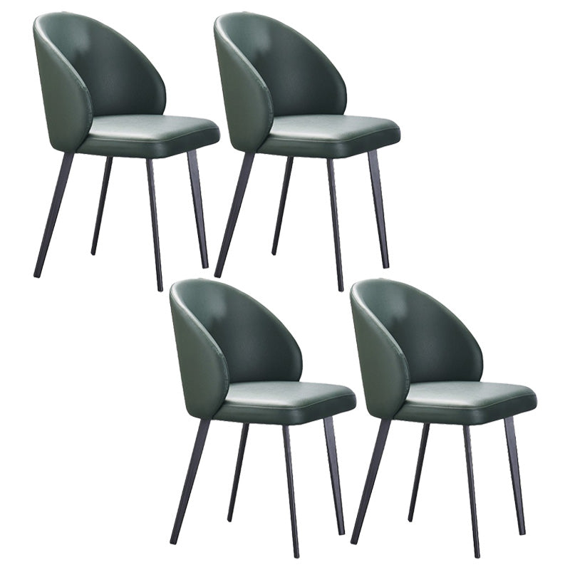 Minimalist Style Faux Leather Side Chair Upholstered Armless Dining Chairs for Home Green 4 Piece Set Clearhalo ' kitchen&dining_furn' 'Dining Chairs' 'Dining Tables & Seating' 'dining_chair' 'furn' 'furn_dining_chair' 'Furniture' 'furniture_dining_chair' 'Kitchen & Dining Furniture' 'kitchen' 3702747