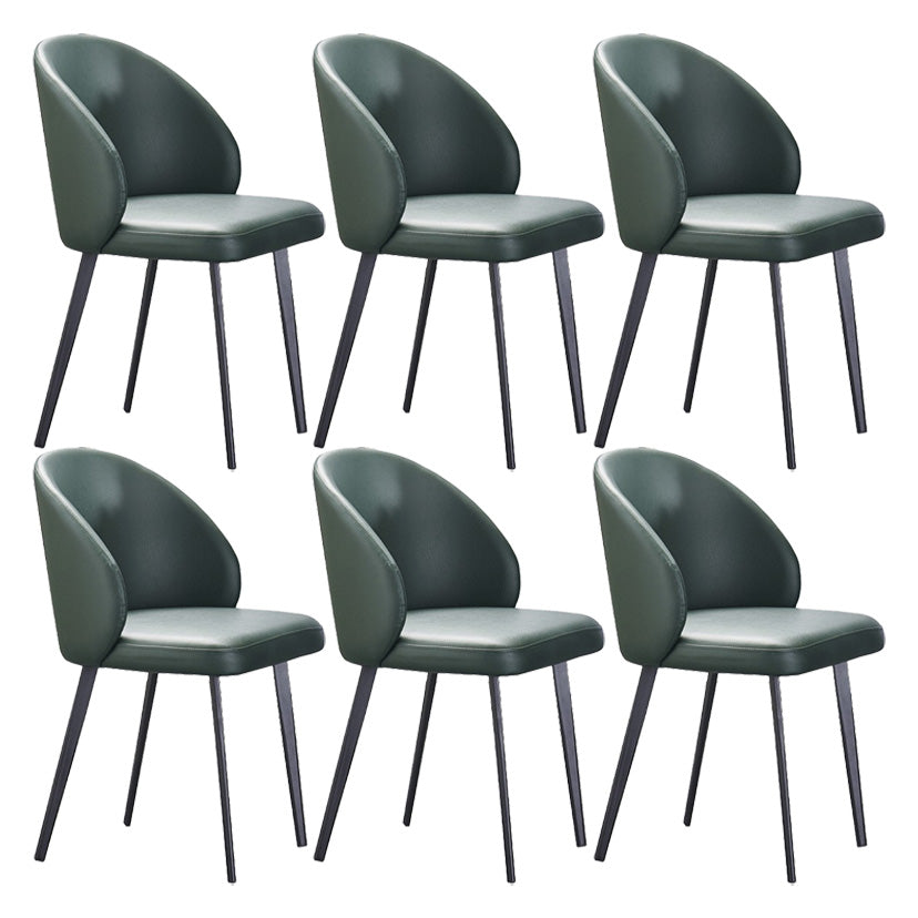 Minimalist Style Faux Leather Side Chair Upholstered Armless Dining Chairs for Home Green 6 Piece Set Clearhalo ' kitchen&dining_furn' 'Dining Chairs' 'Dining Tables & Seating' 'dining_chair' 'furn' 'furn_dining_chair' 'Furniture' 'furniture_dining_chair' 'Kitchen & Dining Furniture' 'kitchen' 3702749