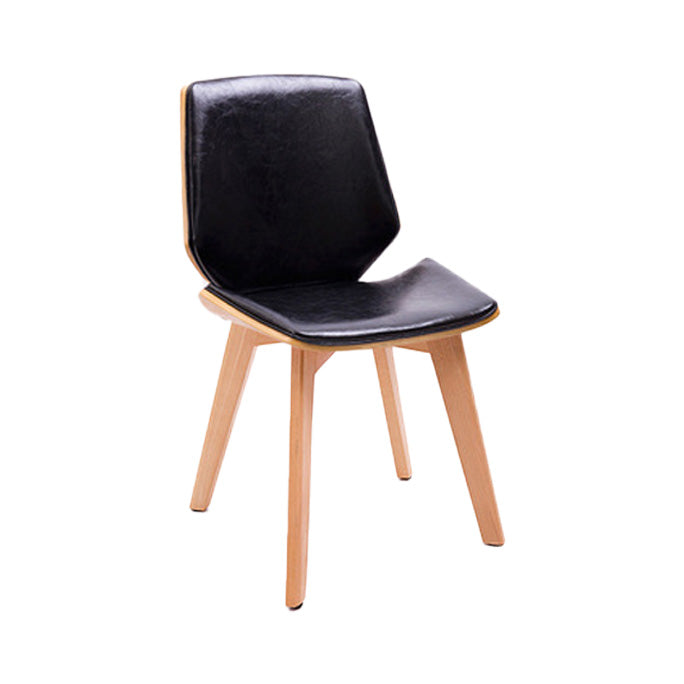 Home Contemporary Side Chair Solid Back Upholstered Wood Dining Room Chair Black 1 Piece Natural Wood Clearhalo ' kitchen&dining_furn' 'Dining Chairs' 'Dining Tables & Seating' 'dining_chair' 'furn' 'furn_dining_chair' 'Furniture' 'furniture_dining_chair' 'Kitchen & Dining Furniture' 'kitchen' 3702754