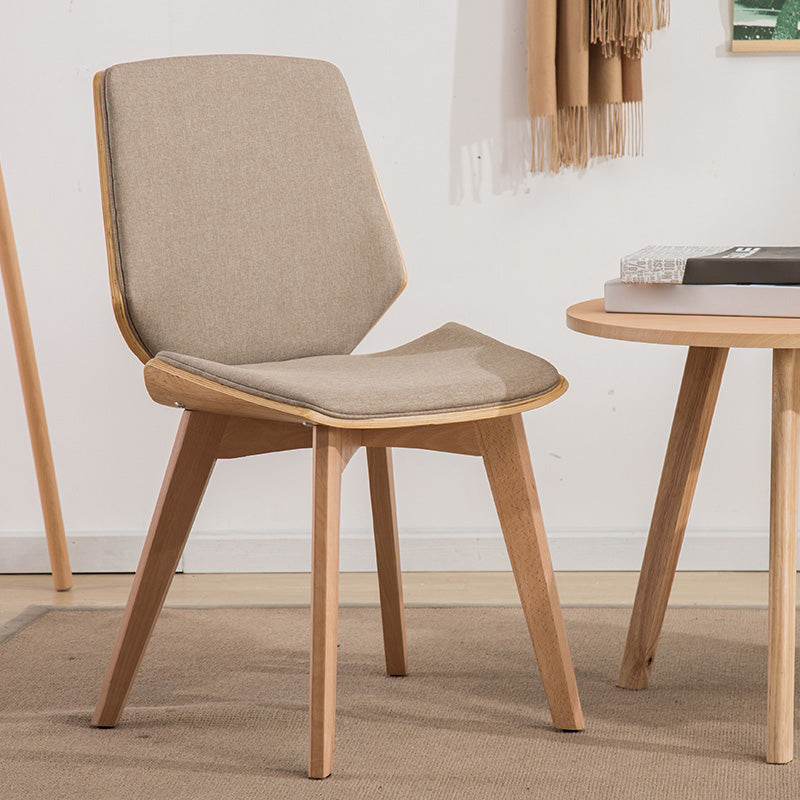 Home Contemporary Side Chair Solid Back Upholstered Wood Dining Room Chair Off-White 1 Piece Natural Wood Clearhalo ' kitchen&dining_furn' 'Dining Chairs' 'Dining Tables & Seating' 'dining_chair' 'furn' 'furn_dining_chair' 'Furniture' 'furniture_dining_chair' 'Kitchen & Dining Furniture' 'kitchen' 3702755