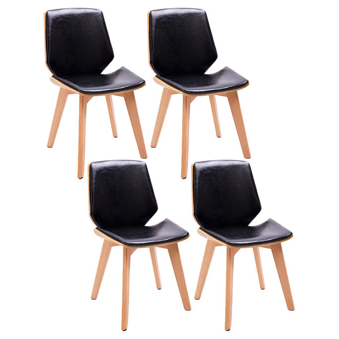 Home Contemporary Side Chair Solid Back Upholstered Wood Dining Room Chair Black 4 Piece Set Natural Wood Clearhalo ' kitchen&dining_furn' 'Dining Chairs' 'Dining Tables & Seating' 'dining_chair' 'furn' 'furn_dining_chair' 'Furniture' 'furniture_dining_chair' 'Kitchen & Dining Furniture' 'kitchen' 3702757