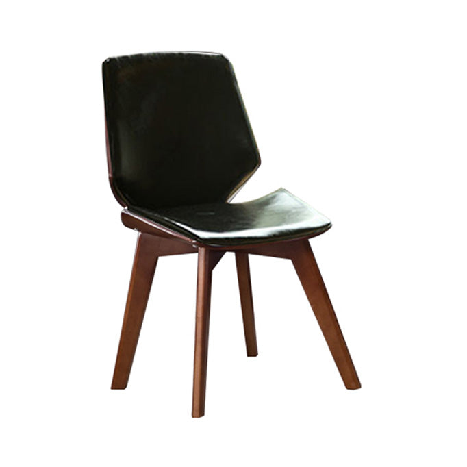 Home Contemporary Side Chair Solid Back Upholstered Wood Dining Room Chair Black 1 Piece Walnut Clearhalo ' kitchen&dining_furn' 'Dining Chairs' 'Dining Tables & Seating' 'dining_chair' 'furn' 'furn_dining_chair' 'Furniture' 'furniture_dining_chair' 'Kitchen & Dining Furniture' 'kitchen' 3702760