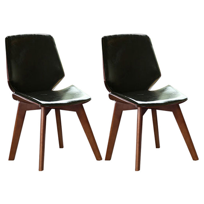 Home Contemporary Side Chair Solid Back Upholstered Wood Dining Room Chair Black 2 Piece Set Walnut Clearhalo ' kitchen&dining_furn' 'Dining Chairs' 'Dining Tables & Seating' 'dining_chair' 'furn' 'furn_dining_chair' 'Furniture' 'furniture_dining_chair' 'Kitchen & Dining Furniture' 'kitchen' 3702761