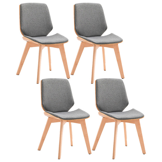Home Contemporary Side Chair Solid Back Upholstered Wood Dining Room Chair Grey 4 Piece Set Natural Wood Clearhalo ' kitchen&dining_furn' 'Dining Chairs' 'Dining Tables & Seating' 'dining_chair' 'furn' 'furn_dining_chair' 'Furniture' 'furniture_dining_chair' 'Kitchen & Dining Furniture' 'kitchen' 3702770