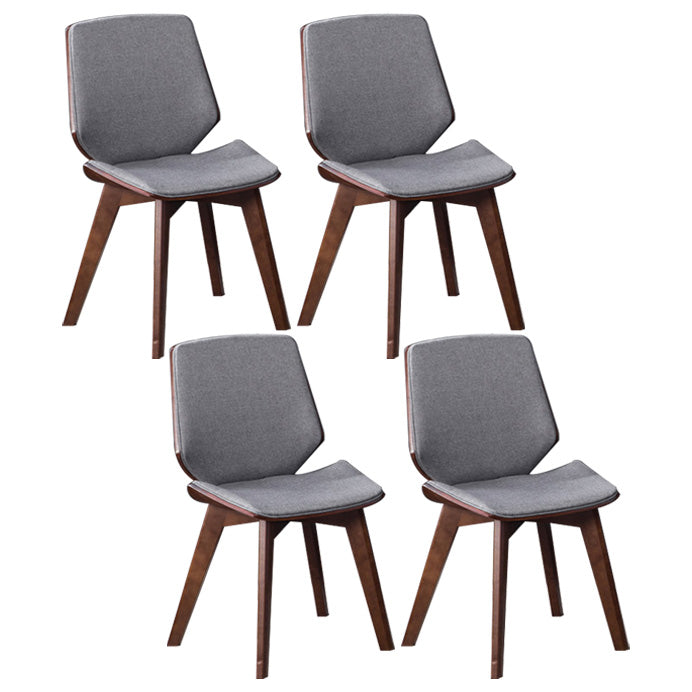 Home Contemporary Side Chair Solid Back Upholstered Wood Dining Room Chair Grey 4 Piece Set Walnut Clearhalo ' kitchen&dining_furn' 'Dining Chairs' 'Dining Tables & Seating' 'dining_chair' 'furn' 'furn_dining_chair' 'Furniture' 'furniture_dining_chair' 'Kitchen & Dining Furniture' 'kitchen' 3702774