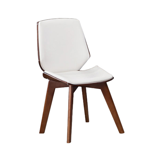 Home Contemporary Side Chair Solid Back Upholstered Wood Dining Room Chair White 1 Piece Walnut Clearhalo ' kitchen&dining_furn' 'Dining Chairs' 'Dining Tables & Seating' 'dining_chair' 'furn' 'furn_dining_chair' 'Furniture' 'furniture_dining_chair' 'Kitchen & Dining Furniture' 'kitchen' 3702778