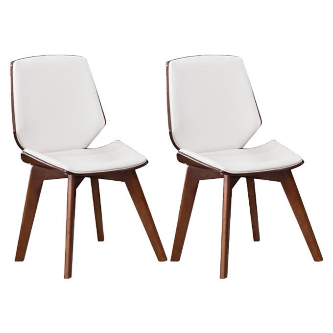 Home Contemporary Side Chair Solid Back Upholstered Wood Dining Room Chair White 2 Piece Set Walnut Clearhalo ' kitchen&dining_furn' 'Dining Chairs' 'Dining Tables & Seating' 'dining_chair' 'furn' 'furn_dining_chair' 'Furniture' 'furniture_dining_chair' 'Kitchen & Dining Furniture' 'kitchen' 3702779