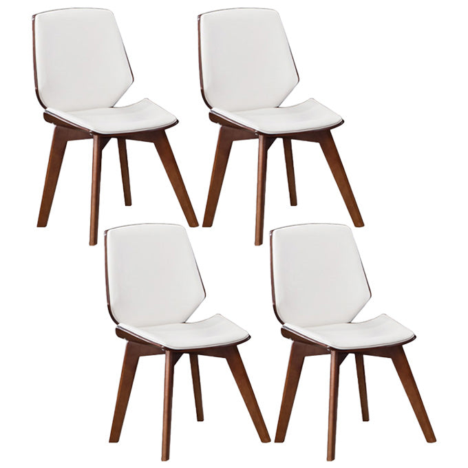Home Contemporary Side Chair Solid Back Upholstered Wood Dining Room Chair White 4 Piece Set Walnut Clearhalo ' kitchen&dining_furn' 'Dining Chairs' 'Dining Tables & Seating' 'dining_chair' 'furn' 'furn_dining_chair' 'Furniture' 'furniture_dining_chair' 'Kitchen & Dining Furniture' 'kitchen' 3702780