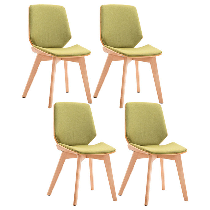 Home Contemporary Side Chair Solid Back Upholstered Wood Dining Room Chair Green 4 Piece Set Natural Wood Clearhalo ' kitchen&dining_furn' 'Dining Chairs' 'Dining Tables & Seating' 'dining_chair' 'furn' 'furn_dining_chair' 'Furniture' 'furniture_dining_chair' 'Kitchen & Dining Furniture' 'kitchen' 3702783