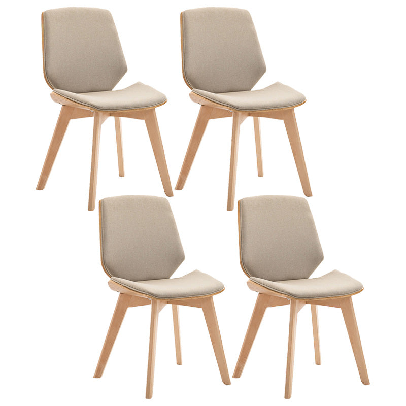 Home Contemporary Side Chair Solid Back Upholstered Wood Dining Room Chair Off-White 4 Piece Set Natural Wood Clearhalo ' kitchen&dining_furn' 'Dining Chairs' 'Dining Tables & Seating' 'dining_chair' 'furn' 'furn_dining_chair' 'Furniture' 'furniture_dining_chair' 'Kitchen & Dining Furniture' 'kitchen' 3702785