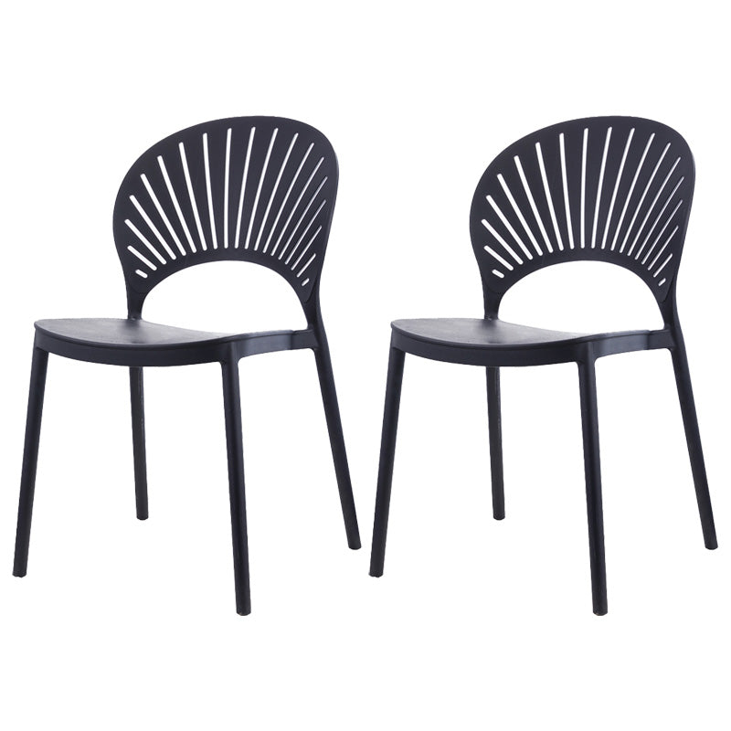 Scandinavian Plastic Dining Armless Chair Kitchen and Dining Room Side Chairs Black 2 Piece Set Clearhalo ' kitchen&dining_furn' 'Dining Chairs' 'Dining Tables & Seating' 'dining_chair' 'furn' 'furn_dining_chair' 'Furniture' 'furniture_dining_chair' 'Kitchen & Dining Furniture' 'kitchen' 3702789
