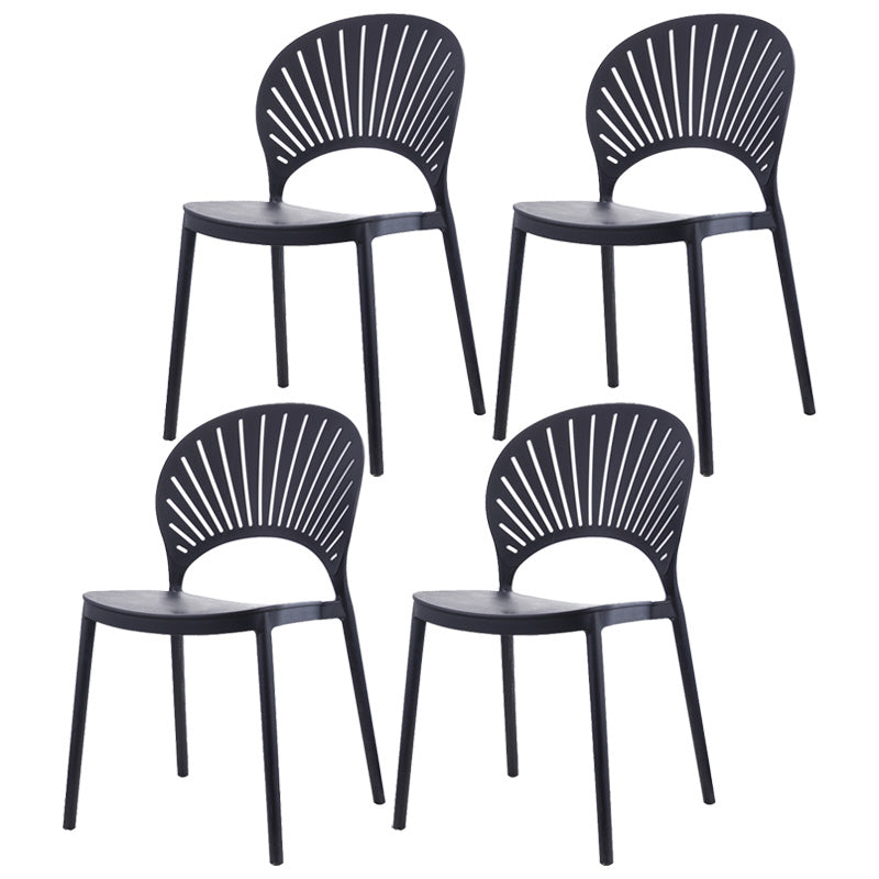 Scandinavian Plastic Dining Armless Chair Kitchen and Dining Room Side Chairs Black 4 Piece Set Clearhalo ' kitchen&dining_furn' 'Dining Chairs' 'Dining Tables & Seating' 'dining_chair' 'furn' 'furn_dining_chair' 'Furniture' 'furniture_dining_chair' 'Kitchen & Dining Furniture' 'kitchen' 3702790