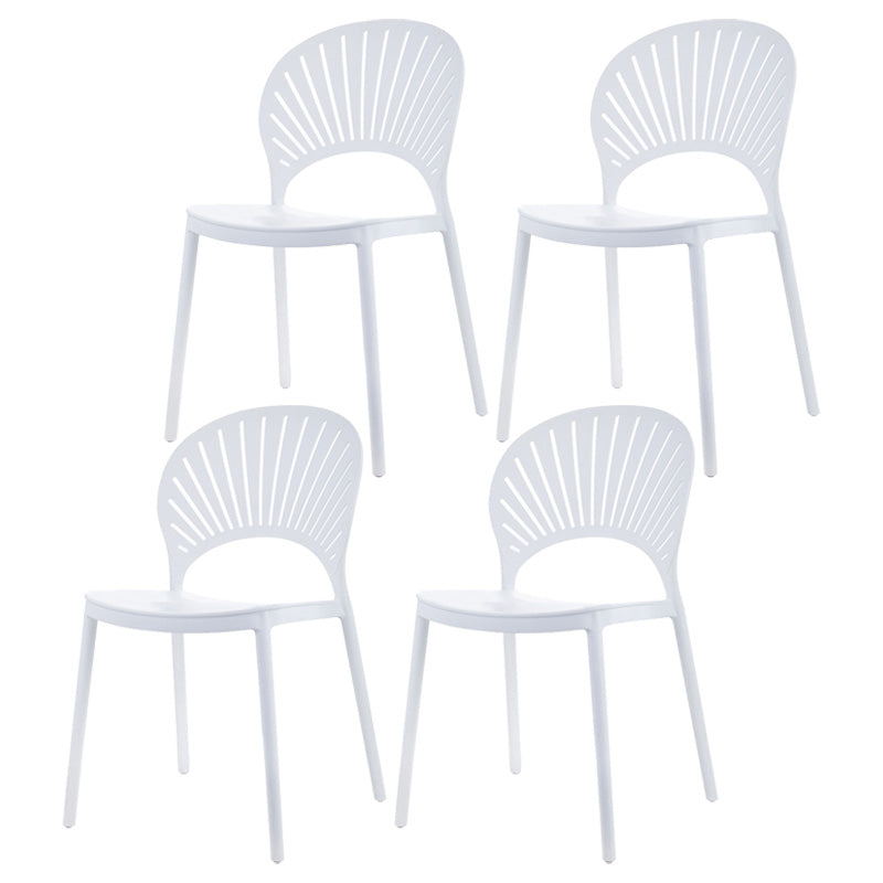 Scandinavian Plastic Dining Armless Chair Kitchen and Dining Room Side Chairs White 4 Piece Set Clearhalo ' kitchen&dining_furn' 'Dining Chairs' 'Dining Tables & Seating' 'dining_chair' 'furn' 'furn_dining_chair' 'Furniture' 'furniture_dining_chair' 'Kitchen & Dining Furniture' 'kitchen' 3702803