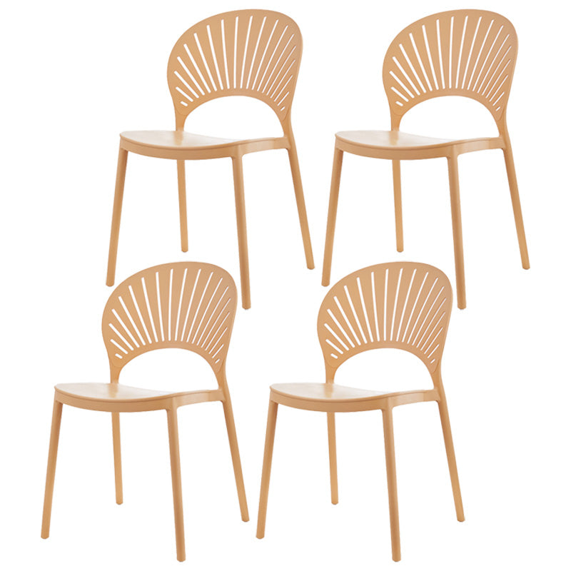Scandinavian Plastic Dining Armless Chair Kitchen and Dining Room Side Chairs Beige 4 Piece Set Clearhalo ' kitchen&dining_furn' 'Dining Chairs' 'Dining Tables & Seating' 'dining_chair' 'furn' 'furn_dining_chair' 'Furniture' 'furniture_dining_chair' 'Kitchen & Dining Furniture' 'kitchen' 3702809