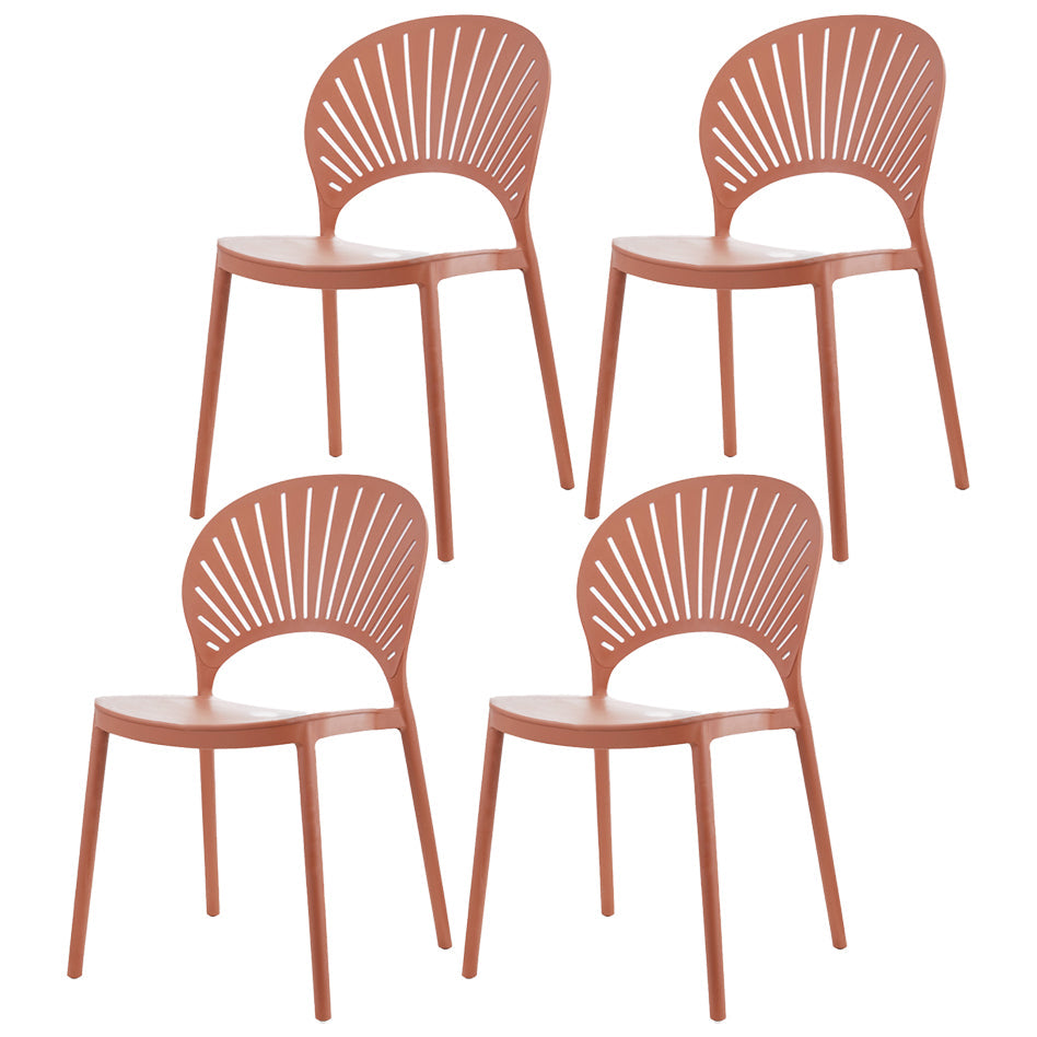 Scandinavian Plastic Dining Armless Chair Kitchen and Dining Room Side Chairs Brown 4 Piece Set Clearhalo ' kitchen&dining_furn' 'Dining Chairs' 'Dining Tables & Seating' 'dining_chair' 'furn' 'furn_dining_chair' 'Furniture' 'furniture_dining_chair' 'Kitchen & Dining Furniture' 'kitchen' 3702815