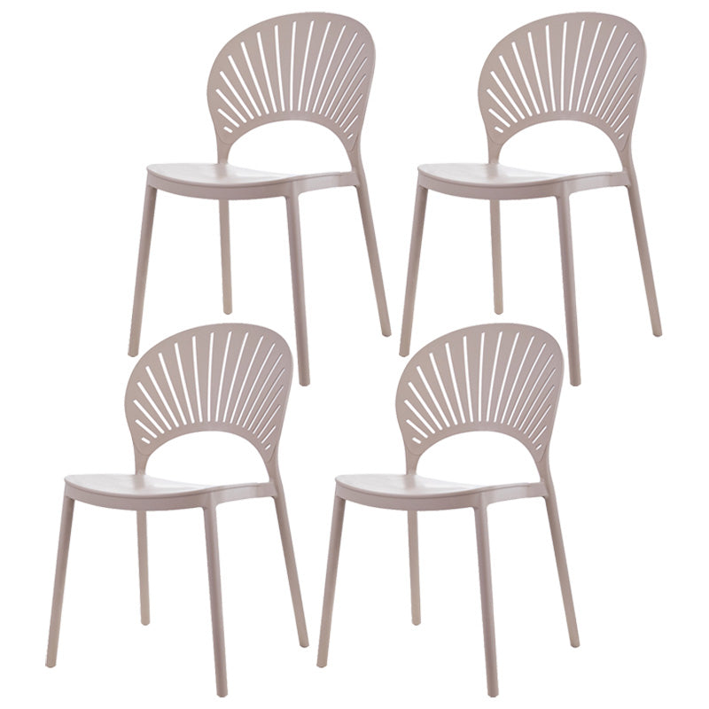 Scandinavian Plastic Dining Armless Chair Kitchen and Dining Room Side Chairs Khaki 4 Piece Set Clearhalo ' kitchen&dining_furn' 'Dining Chairs' 'Dining Tables & Seating' 'dining_chair' 'furn' 'furn_dining_chair' 'Furniture' 'furniture_dining_chair' 'Kitchen & Dining Furniture' 'kitchen' 3702818
