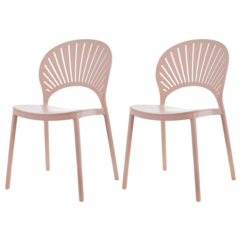 Scandinavian Plastic Dining Armless Chair Kitchen and Dining Room Side Chairs Nude Pink 2 Piece Set Clearhalo ' kitchen&dining_furn' 'Dining Chairs' 'Dining Tables & Seating' 'dining_chair' 'furn' 'furn_dining_chair' 'Furniture' 'furniture_dining_chair' 'Kitchen & Dining Furniture' 'kitchen' 3702829