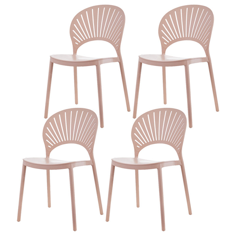 Scandinavian Plastic Dining Armless Chair Kitchen and Dining Room Side Chairs Nude Pink 4 Piece Set Clearhalo ' kitchen&dining_furn' 'Dining Chairs' 'Dining Tables & Seating' 'dining_chair' 'furn' 'furn_dining_chair' 'Furniture' 'furniture_dining_chair' 'Kitchen & Dining Furniture' 'kitchen' 3702830