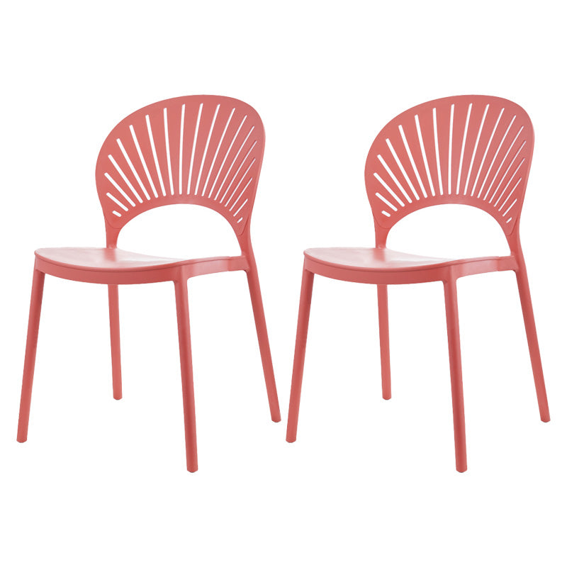 Scandinavian Plastic Dining Armless Chair Kitchen and Dining Room Side Chairs Watermelon Red 2 Piece Set Clearhalo ' kitchen&dining_furn' 'Dining Chairs' 'Dining Tables & Seating' 'dining_chair' 'furn' 'furn_dining_chair' 'Furniture' 'furniture_dining_chair' 'Kitchen & Dining Furniture' 'kitchen' 3702835