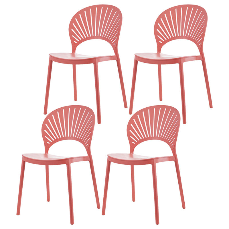 Scandinavian Plastic Dining Armless Chair Kitchen and Dining Room Side Chairs Watermelon Red 4 Piece Set Clearhalo ' kitchen&dining_furn' 'Dining Chairs' 'Dining Tables & Seating' 'dining_chair' 'furn' 'furn_dining_chair' 'Furniture' 'furniture_dining_chair' 'Kitchen & Dining Furniture' 'kitchen' 3702836