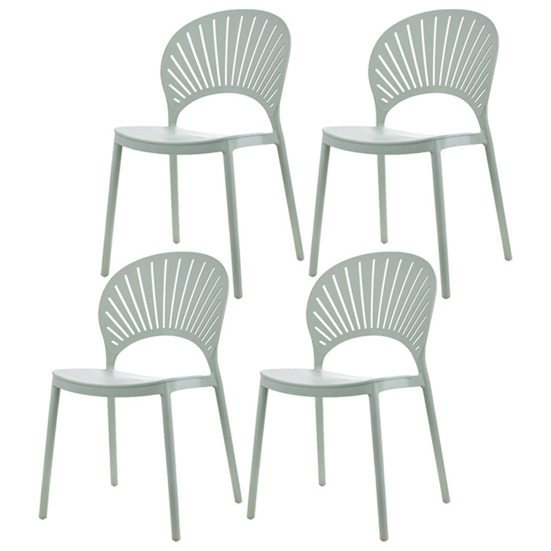 Scandinavian Plastic Dining Armless Chair Kitchen and Dining Room Side Chairs Pea Green 4 Piece Set Clearhalo ' kitchen&dining_furn' 'Dining Chairs' 'Dining Tables & Seating' 'dining_chair' 'furn' 'furn_dining_chair' 'Furniture' 'furniture_dining_chair' 'Kitchen & Dining Furniture' 'kitchen' 3702839