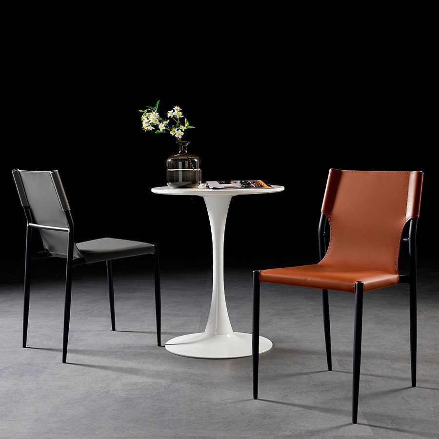 Scandinavian Leather Armless Chairs Indoor Dining Side Chairs with Metal Legs Clearhalo ' kitchen&dining_furn' 'Dining Chairs' 'Dining Tables & Seating' 'dining_chair' 'furn' 'furn_dining_chair' 'Furniture' 'furniture_dining_chair' 'Kitchen & Dining Furniture' 'kitchen' 3702848