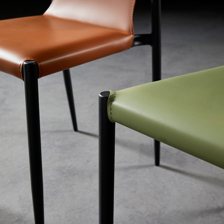 Scandinavian Leather Armless Chairs Indoor Dining Side Chairs with Metal Legs Clearhalo ' kitchen&dining_furn' 'Dining Chairs' 'Dining Tables & Seating' 'dining_chair' 'furn' 'furn_dining_chair' 'Furniture' 'furniture_dining_chair' 'Kitchen & Dining Furniture' 'kitchen' 3702852