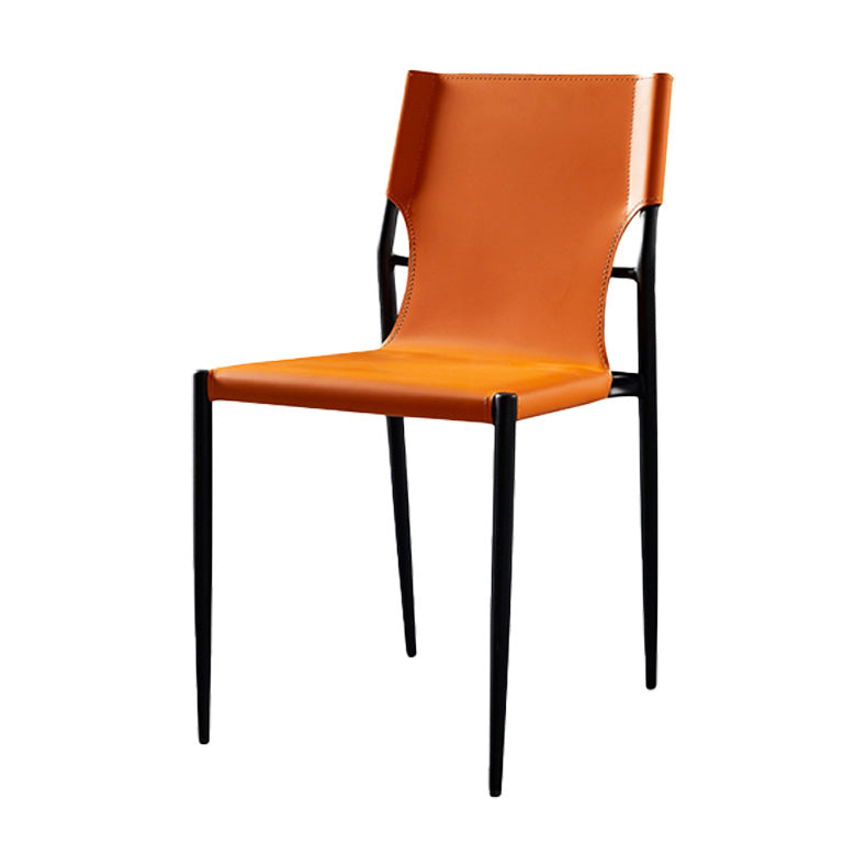Scandinavian Leather Armless Chairs Indoor Dining Side Chairs with Metal Legs Clearhalo ' kitchen&dining_furn' 'Dining Chairs' 'Dining Tables & Seating' 'dining_chair' 'furn' 'furn_dining_chair' 'Furniture' 'furniture_dining_chair' 'Kitchen & Dining Furniture' 'kitchen' 3702855