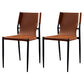Scandinavian Leather Armless Chairs Indoor Dining Side Chairs with Metal Legs Brown 2 Piece Set Clearhalo ' kitchen&dining_furn' 'Dining Chairs' 'Dining Tables & Seating' 'dining_chair' 'furn' 'furn_dining_chair' 'Furniture' 'furniture_dining_chair' 'Kitchen & Dining Furniture' 'kitchen' 3702866