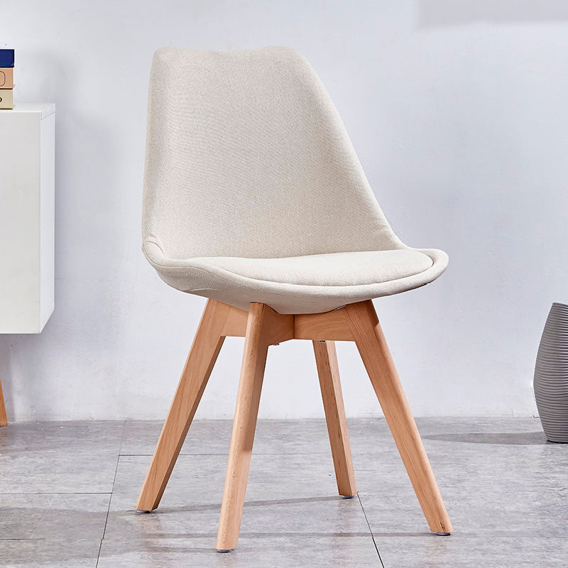 Contemporary Style Dining Room Chair Solid Back Armless Chair for Kitchen Off-White 1 Piece Clearhalo ' kitchen&dining_furn' 'Dining Chairs' 'Dining Tables & Seating' 'dining_chair' 'Furniture' 'furniture_dining_chair' 'Kitchen & Dining Furniture' 'kitchen' 3702883