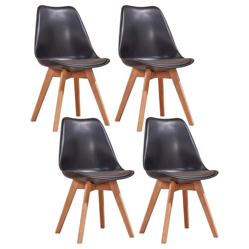 Contemporary Style Dining Room Chair Solid Back Armless Chair for Kitchen Black Set of 4 Clearhalo ' kitchen&dining_furn' 'Dining Chairs' 'Dining Tables & Seating' 'dining_chair' 'Furniture' 'furniture_dining_chair' 'Kitchen & Dining Furniture' 'kitchen' 3702888